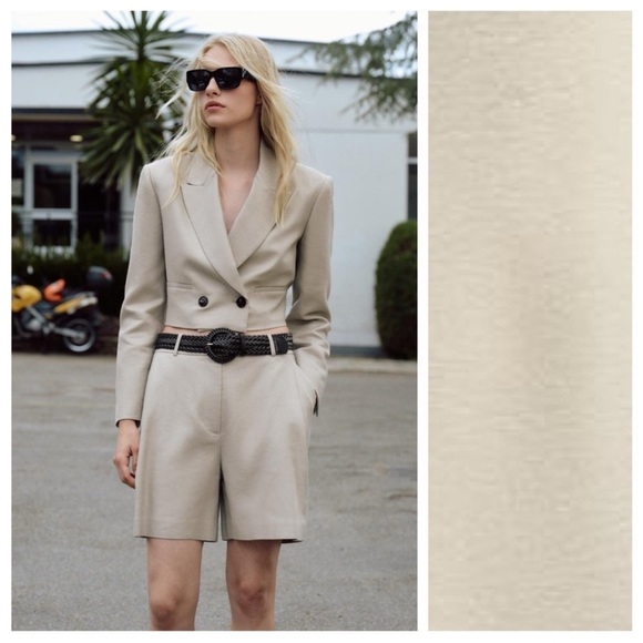 Zara Jackets & Blazers - NWT Zara 2pcs LINEN BLAZER SHORTS SET SiZE M